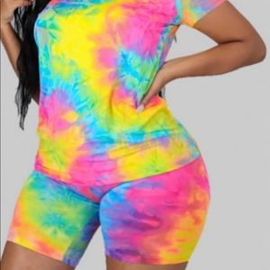 Tie dye biker short set
